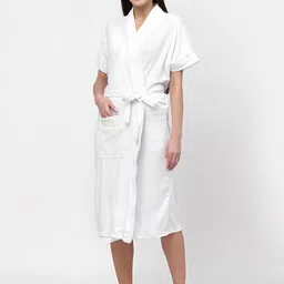 POORAK Women Shawl Collar Bath Robe With A Fabric Belt-image-52