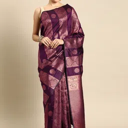 DIVASTRI Ethnic Motifs Woven Design Zari Banarasi Saree-picture-39