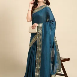 Anouk Paisley Woven Design Cotton Blend Zari Saree With Blouse Piece-picture-22