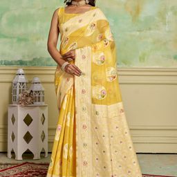 HI FI NX Woven Design Zari Pure Cotton Banarasi Saree-picture-15