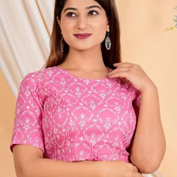 YASH GALLERY Ethnic Motifs Printed Cotton Saree Blouse image 1