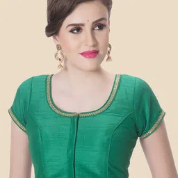 neckbook Women Green Solid Princess Cut Readymade Saree Blouse image 1