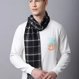 ELLIS Men Black Checked Acrylic Mufflers-picture-30