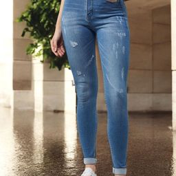 DOLCE CRUDO Women Skinny Fit High-Rise Mildly Distressed Stretchable Jeans-picture-28
