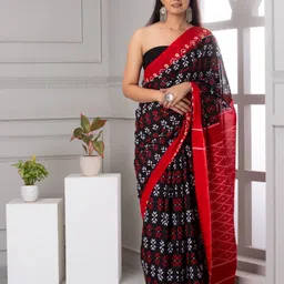 KIAARON Batik Printed Pure Cotton Block Print Saree-image-1