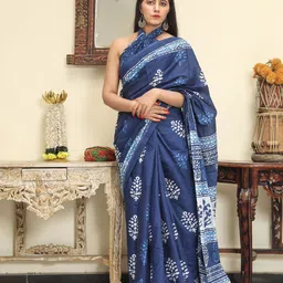 TROPWEAR Ethnic Motifs Printed Pure Cotton Block Print Saree-picture-36