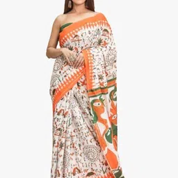 TROPWEAR Ethnic Motifs Pure Cotton Block Print Saree-picture-39