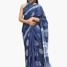TROPWEAR Ethnic Motifs Pure Cotton Block Print Saree-picture-31