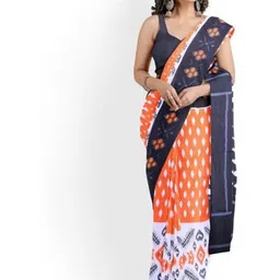 TROPWEAR Ethnic Motifs Pure Cotton Block Print Saree-picture-13