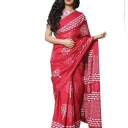 KIAARON Ethnic Motifs Pure Cotton Block Print Saree-picture-25