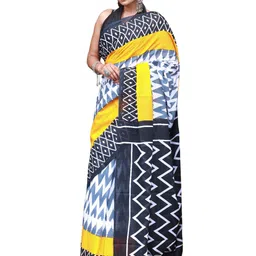 clothonus Geometric Printed Pure Cotton Block Print Saree-picture-34