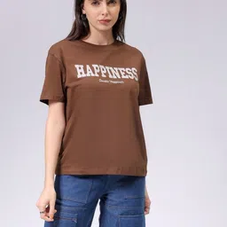 Freehand by The Indian Garage Co Women Drop-Shoulder Sleeves Applique T-shirt-picture-19