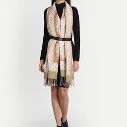 HK colours of fashion Women Off White & Green Woven Design Stole-picture-12