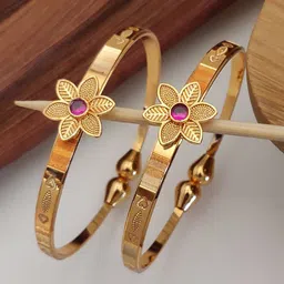 Shining Diva Set Of 2 Gold Plated Crystal Studded Bangles-picture-24