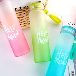 WELOUR Pink & Green 3Pcs Printed Glass Water Bottles 500 ml Each-image-83