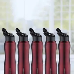 BOROSIL Grip N Sip 5-Pieces Maroon Single Wall Bottle 750 ml Each image 1