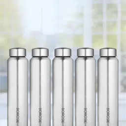 BOROSIL Aquaslim 5 Pieces Stainless Steel Water Bottle 1L image 1