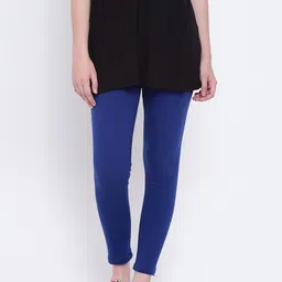Rangriti Blue Pure Cotton Solid Ankle-Length Leggings-picture-12
