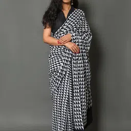 KALINI Geometric Printed Pure Cotton Saree-image-38