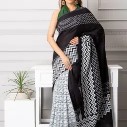 KALINI Chevron Printed Pure Cotton Saree-picture-14