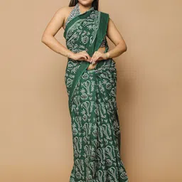 KALINI Ethnic Motifs Printed Pure Cotton Saree-image-74