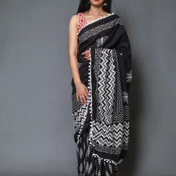 KALINI Geometric Printed Pure Cotton Saree-image-73