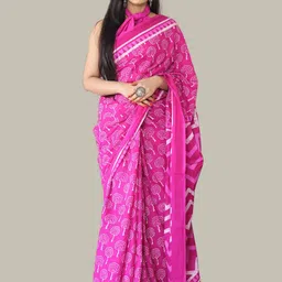 BUTA BUTI Floral Pure Cotton Saree-image-13