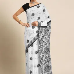 BUTA BUTI Floral Pure Cotton Saree-image-84