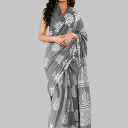 BUTA BUTI Floral Pure Cotton Saree-image-99