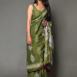 BUTA BUTI Ethnic Motifs Printed Pure Cotton Saree-picture-12