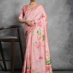 Mitera Tussar Floral Print Saree image 1