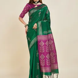 Mitera Geometric Printed Silk Cotton Saree-image-0
