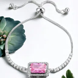 Designs & You Cubic Zirconia Silver Plated Wraparound Bracelet-picture-34