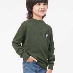 Ed-a-Mamma Kids Boys Olive Green Long Sleeves Pleated Pullover Sweater-picture-11