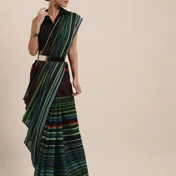Mitera Striped Pure Georgette Saree-image-78