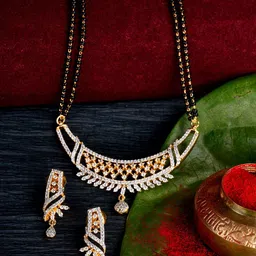 Saraf RS Jewellery White & Black-Toned Gold-Plated AD Studded Mangalsutra Jewellery Set-picture-15