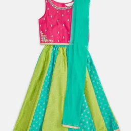 AKKRITI BY PANTALOONS Girls Embroidered Ready to Wear Lehenga & Blouse With Dupatta-image-34