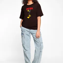 TOGS & TERRE Women Looney Tunes Graphic Printed Round Neck Cotton Oversized T-shirt-picture-47