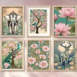 WALLLANE Brown & Multicoloured 6 and more Pieces Wood Abstract Wall Paintings image 5