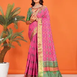 jayant creation Bandhani Zari Pure Silk Designer Patola Saree-picture-13