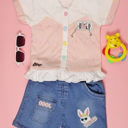 V-Mart Girls Striped Shirt with Shorts-picture-39