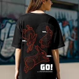 Bewakoof Women Graphic Printed Round Neck Pure Cotton Oversized T-shirt-picture-22