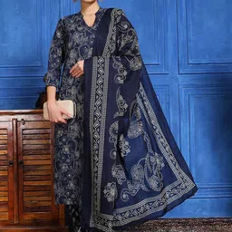 Meena Bazaar Floral Printed Kurta With Trousers & Dupatta-picture-25