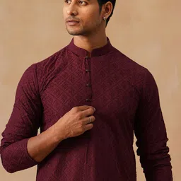 Jompers Floral Embroidered Mandarin Collar Chikankari Cotton Straight Kurta-picture-25