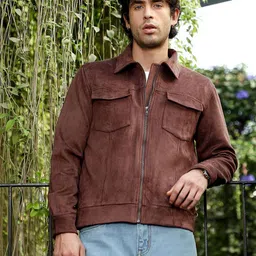 Campus Sutra Men Suede Lightweight Bomber Jacket-picture-38