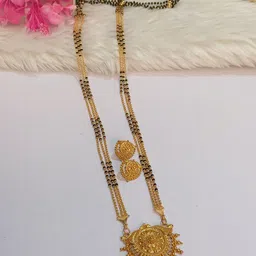 SAJSHRUNGAR JEWELLERY Micro-Plated Beaded Mangalsutra With Earrings image 2