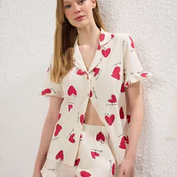 Trendyol Women Heart Print Night suit-image-2