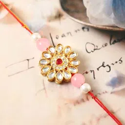 Jewar Mandi Kundan Studded And Beaded Thread Rakhi-image-86