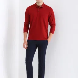 Allen Solly Men Solid Polo Collar Cotton T-shirt image 4