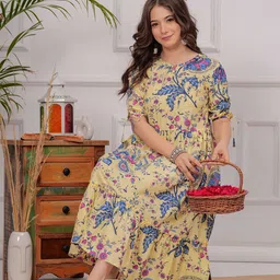 Twirl Tales Floral Print Puff Sleeve A-Line Midi Dress-picture-43